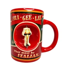 A Christmas Story Spinner Leg Lamp Mug Ceramic Coffee Cup Red Yellow Tea