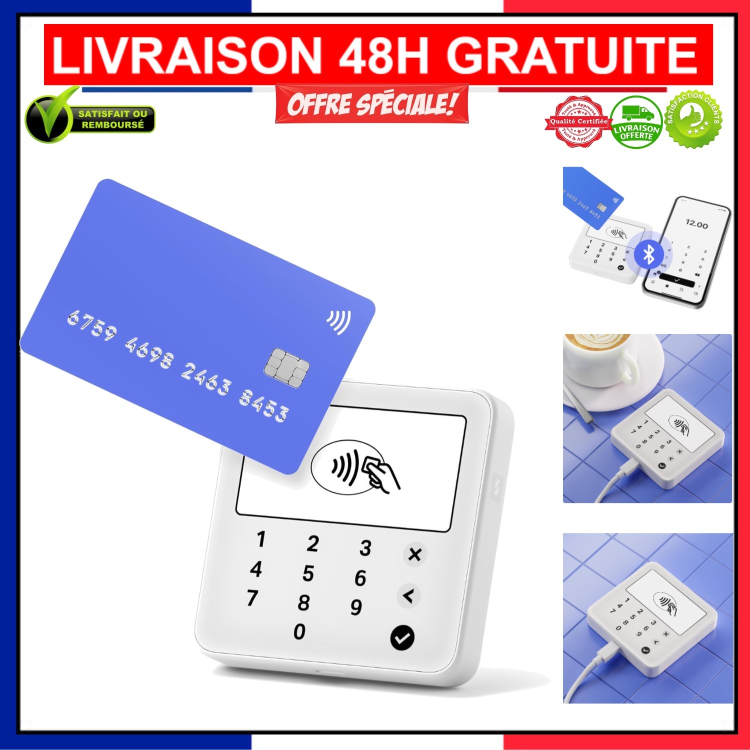 Lecteur sans contact tactile SumUp Solo Lite, terminal de paiement mobile compact de 85g