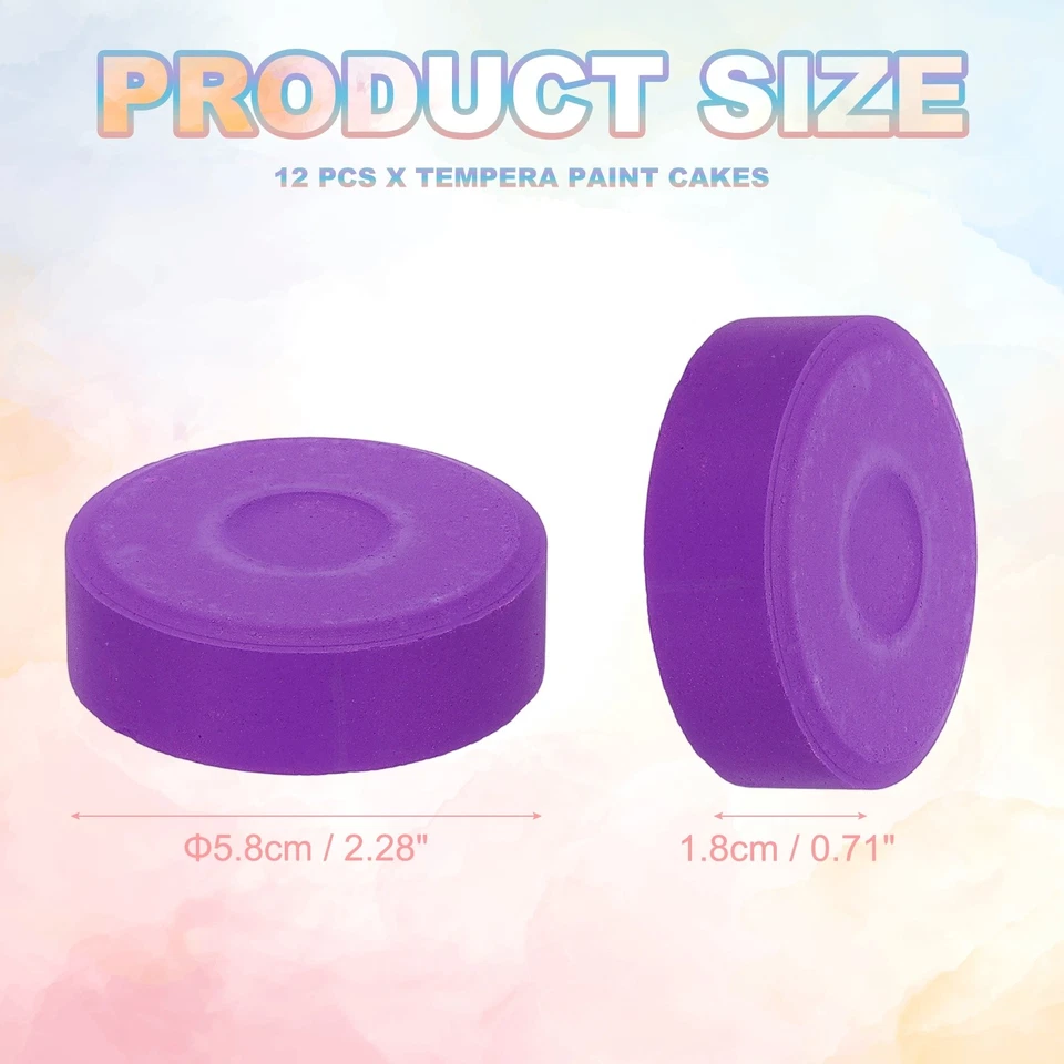 12 Pcs Washable Tempera, 2.3"x0.7" Large Tempera Paint Cakes, Purple Foto 2 de 4