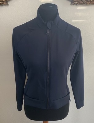 Chervó Golf Jacket Women s Size Small Navy Blue Rinestone Accents Full Zipper
