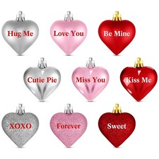 30 Pack Valentines Heart Shaped Ornaments Valentines Decorations Heart Hangin...