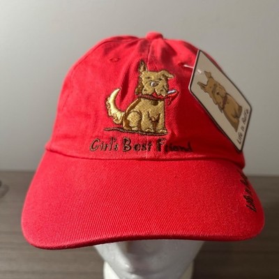 NWT Red ''Life is Ruff'' Embroidered Dog Theme Baseball Cap Hat Adjustable
