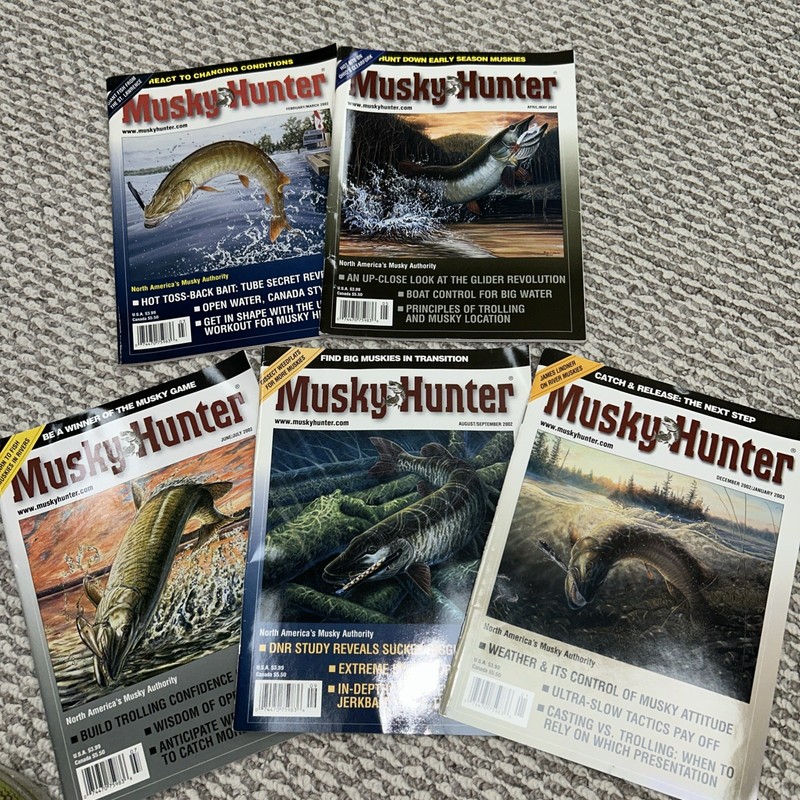 Muskie Hunter Magazine 2002 Lot of 5 Issues Musky Fishing