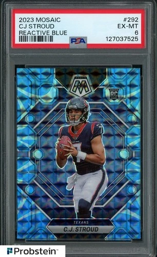 2023 Panini Mosaic Reactive Blue #292 CJ Stroud RC Rookie Texans PSA 6 EX-MT