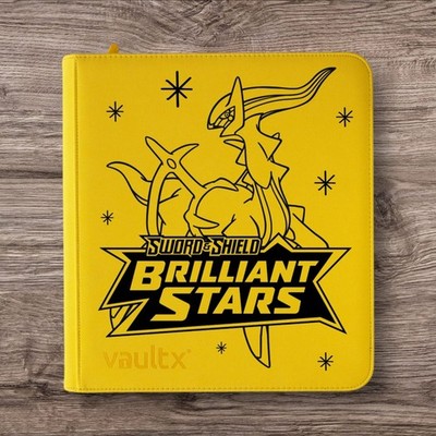 Pokemon Card Binder Vault X 12 Pocket Zip Yellow Brilliant Stars Arceus 