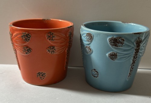Green & Blue Ceramic Dragonfly Candle Holders/pencil Cups Set Of 2 EC - Picture 8 of 18