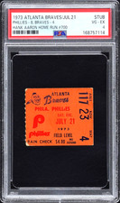 HANK AARON - RARE MILESTONE HR #700 - 1973 BRAVES TICKET STUB VS PHILLIES, PSA 4