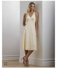 Lauren Ralph Lauren Women’s Floral Jacquard Sleeveless Dress Ivory Beige 10 NEW!