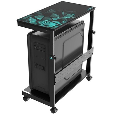 PC Stand Computer Cart, Height Adjustable Tower Stand 2-Tier Suit for ATX Cas...