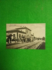 Cartolina Porto S. Giorgio Stazione Centrale FF SS Viaggiata 1913 animata F P