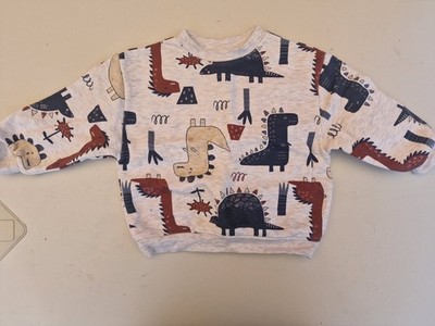 PRIMARK  Kinder Langarmshirt Gr. 98 Beige Dinosaurier Motiv Baumwolle Jungen