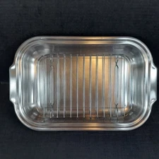 FARBERWARE Stainless Steel Roasting Pan & Rack 17" X 11" USA Vintage