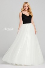 Ellie Wilde EW120072 Tuxedo Back Ball Gown Black White Sz 4 Prom Gala 780 Tulle
