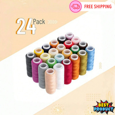 24x Sewing Thread Mixed Color Sewing Thread Set Sewing Supply Sewing Kit For DIY