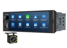 In Dash 6.36" Single Din Car Stereo Wireless CarPlay Android Auto Radio GPS Navi