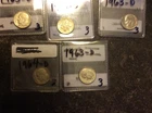 LOT OF 5 ROOSEVELT DIMES 1963-D X4, 1964-D SILVER DIMES