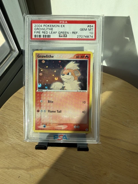 Pokémon TCG Growlithe Reverse Foil Fire Red Leaf Green #64 PSA 10
