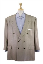 d'Avenza Brioni Gold Blue Knit Woven Wool Silk 2-Btn Double Breasted Blazer 50R