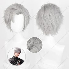 Anime Sylus Cosplay Wig 30cm Short Grey Mixed Color Heat Resistant Synthetic