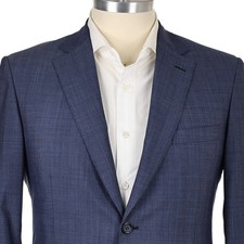 CURRENT 5,995 Brioni 'Brunico' Aegean Blue 2 Button Flat Front Men's Suit 42R