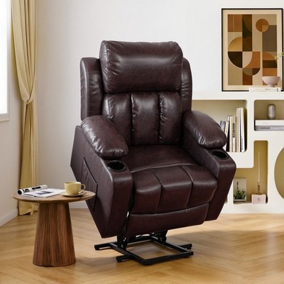 FLEXISPOT Power Lift Recliner Chair Sofa for Elderly w/Massage & Heat PU Leather