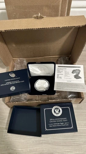 250th Anniversary US Navy American Eagle One Ounce Silver Proof Coin SEALED