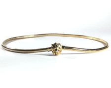 Women's Coil Belt XS Gold VTG Metal Stretch Lion Head Buckle Disco Skinny Dress