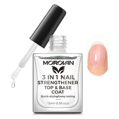 Morovan Base Coat Nail Strengthener: 3 IN 1 Nail Growth Top Coat Clear Quick Dry