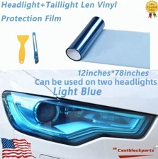 12"x78" Gloss Light Blue Tint Vinyl Wrap Film  Headlight Taillight Protection