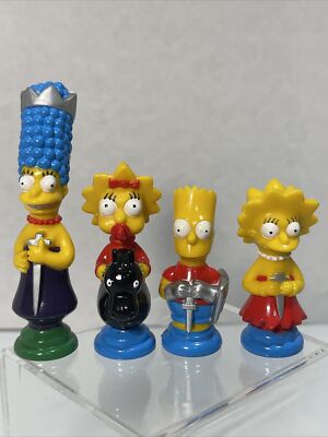 Vintage The Simpsons 3D Chess Pieces, Marge Maggie Bart Lisa