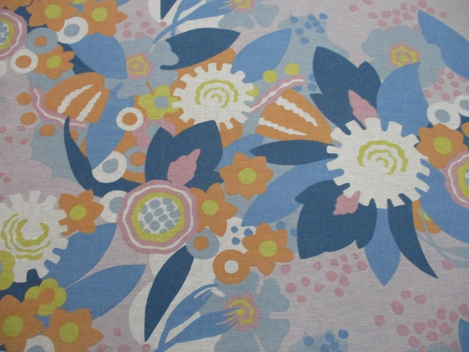 Schumacher Gardinenstoff 'ANITA - FLIEDER/ORANGE' 3 Meter - Leinen - Flower Power - Bild 2 von 4