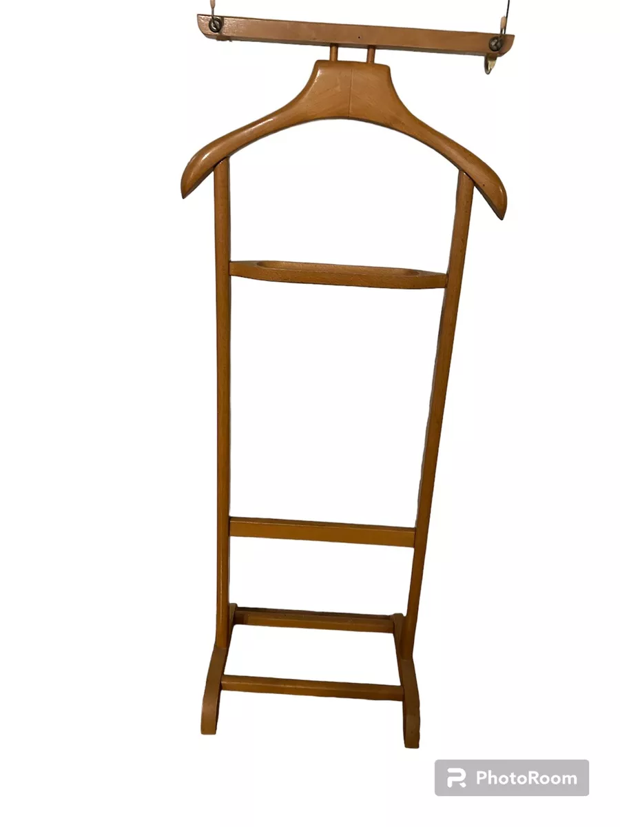 Centurion Natural Wood Butler Valet Suit Coat Rack Stand With Tie