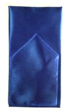 POCKET SQUARE Royal Blue Satin Flat Top - folded  sewn - Just slips in pocket