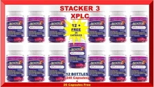 Stacker 3 XPLC Herbal Weight Loss 20 Capsules (Lot 12 X Bottles) = 240 + FREE 20
