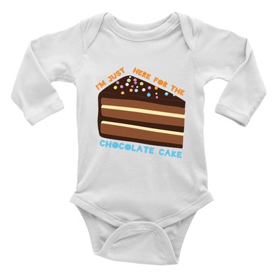 Here for Chocolate Cake Baby Grow Vest Bodysuit Funny Cake Slice Boys Girls L/S