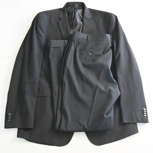 Kenneth Cole Reaction 46L 38x32 Black Stripe 2 Piece Mens Jacket Pants Suit - Picture 13 of 24