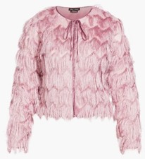 City Chic Nwt $119 Spring Fling Dusty Lilac Chevron Fringe Women's Jacket 18