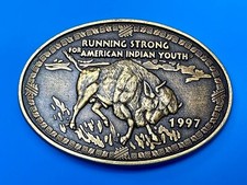 Charging Buffalo Running Strong For American Indian Youth 1997 Belt Buckle