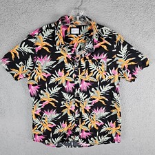 Hurley Hawaiian Button Shirt Mens Medium Floral Print Short Sleeve Hawaii