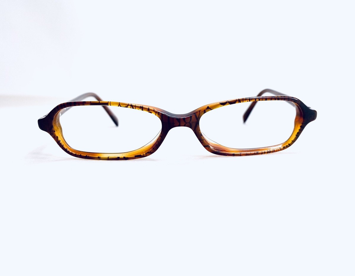 New Valentino Amber Brown Rectangular Glasses Italy 0Q02 48 