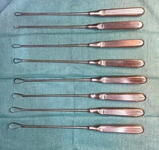 Set of 8 Jarit Uterine Curettes (2/0, 0, 1, 2, 3, 4, 5, 6