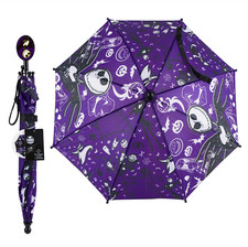 Nightmare Before Christmas Purple Kids Stick Umbrella with Clamshell Handle 21"