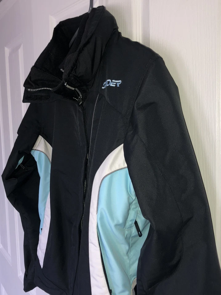 Abrigo de esquí SPYDER para damas con capucha y forro extraíble bolsillos con cremallera talla 6 ¡Excelente estado! Foto 2 de 4
