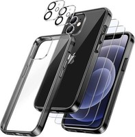 Iphone 12 6,1 Zoll HüLle + 2X Schutzfolie Kameraschutz Schwarz