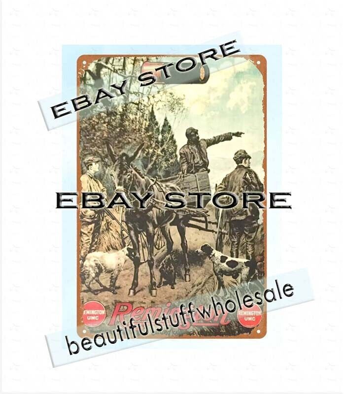 Vintage Gun Ammo Hunting Rifle Retro Metal Tin Sign Wall Art Decor