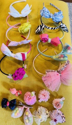 Lot of Girls Cute 10 Headbands (plus Free Hair Clips)
