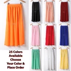 Women Maxi Skirt Chiffon Pleated Retro Long Dress Elastic Waist Hot Beach Wrap