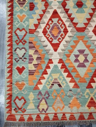 Multicolour Handmade Afghan/Turkish Kilim Rug, Wool Aztec Rug, Size 199x147 CM - Picture 2 of 6