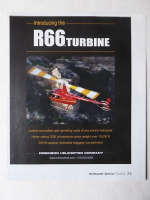 9/2012 PUB ROBINSON HELICOPTER R66 HELICOPTER ORIGINAL ANZEIGE