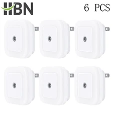 6 Pcs LED Night Light Lamp with Smart Sensor Dusk to Dawn , Daylight White 0.4W